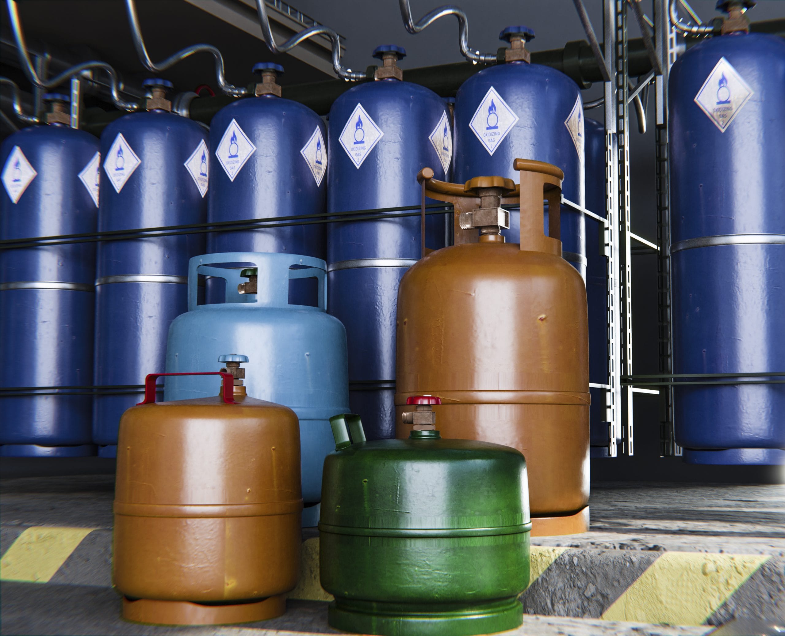 3D Rendering Gas Cylinder Scaled